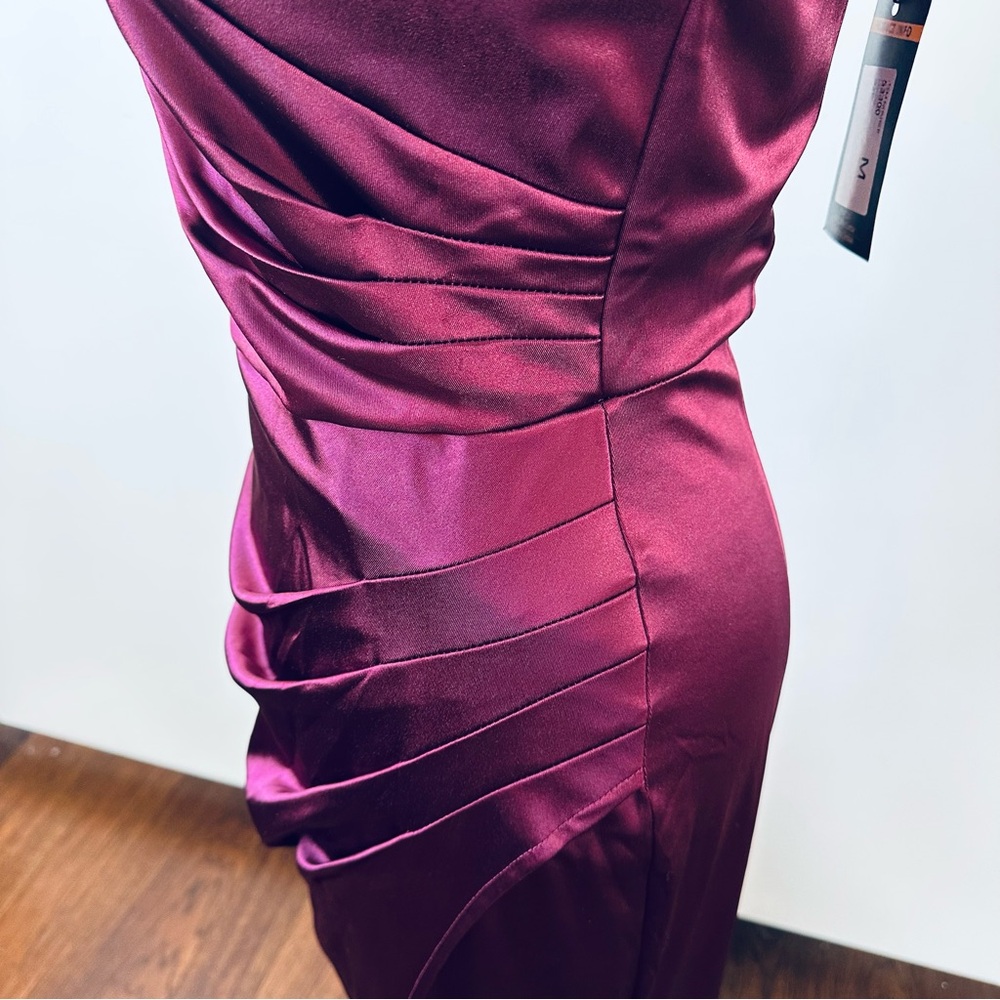Miusol Purple Satin Off-Shoulder Evening Gown - Picture 4 of 6